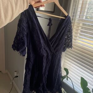 Francesca’s Navy Lace Romper